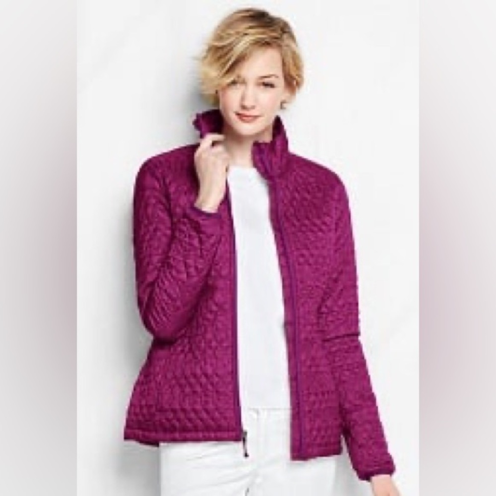 Land’s End Women’s Plus PrimaLoft Packable Jacket in Fuchsia Plum (3X)